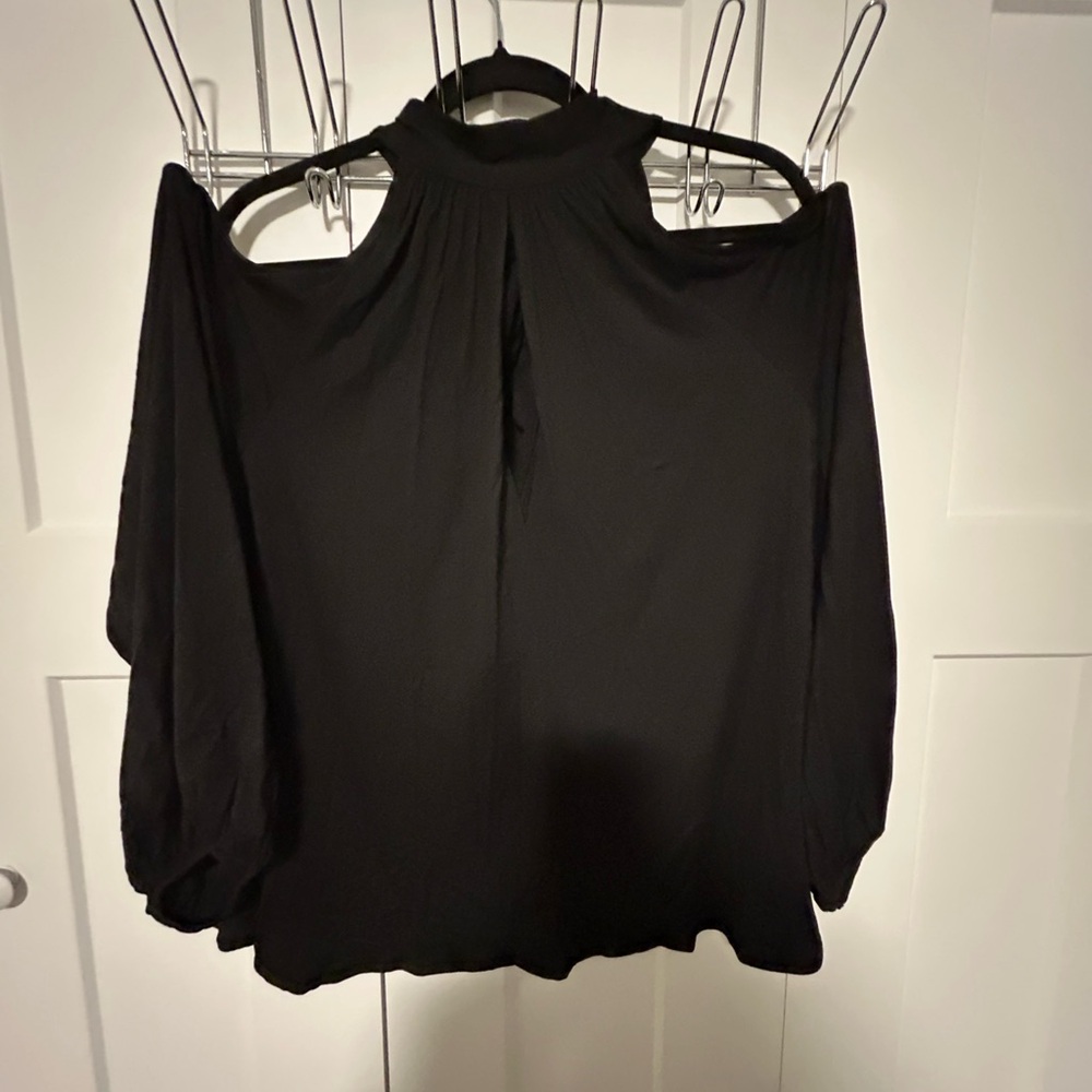 Rachel Pally 2X White Label Black Cold Shoulder Blouse